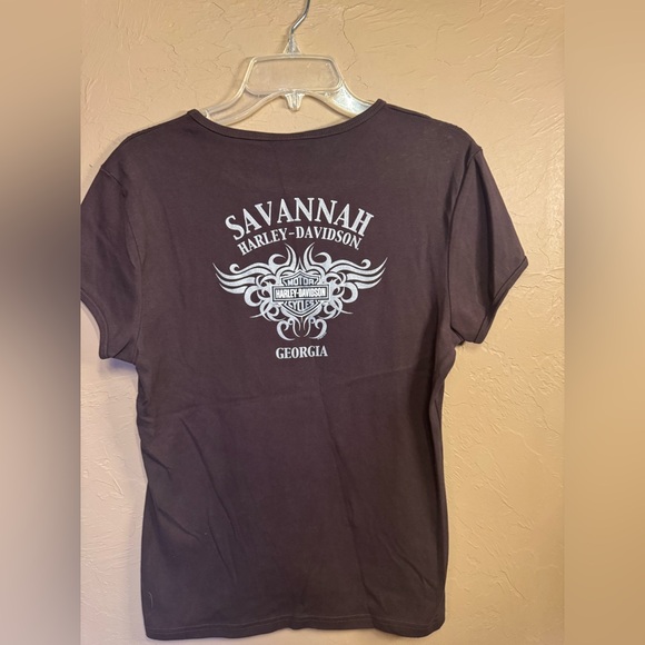 Harley-Davidson Women's Dark Brown Winged Heart Tee - Picture 2 of 2